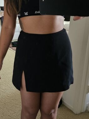 bebe Black High-Waist Mini Skirt with Back Zip